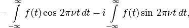 = \int\limits_ {
\infty}
^\infty, {t
2\pi \nu t}
'\' 