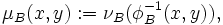 \mu_B (x, y): = \nu_B (\fi_B^ { - 1} (,