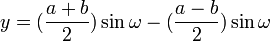 y =(\frac{a+b}{2})\sin\omega - (\frac{a-b}{2})\sin\omega