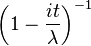 left(1 - frac{it}{lambda}right)^{-1},