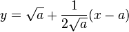 y = \sqrt {
}
+ \frac {
1}
{
2 \sqrt {
}
}