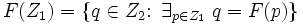 F(Z_1) = \left\{ q \in Z_2\colon \  \exists_{p \in Z_1} \ q=F(p) \right\}