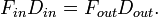 F_{in}D_{in} =  F_{out}D_{out}.\,