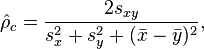 \hat{\rho}_c = \frac{2 s_{xy}}{s_x^2 + s_y^2 + (\bar{x} - \bar{y})^2},