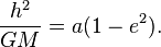  \frac{h^2}{GM}  = a(1-e^2). 