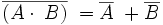 \overline{(A\cdot \;B)} \;= \overline{A} \;+\overline{B} \; 