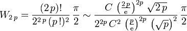 W_ {
2\
, p}
\frac {
(2\, p)!
}
{
2^ {
2\
, p}
'\' 