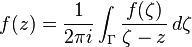 f (z) \frac { 1} { 2\pi mi} \int\nolimits_ { \Gamma} \frac { f (\zeta)} { \zeta-z} \, d\zeta