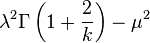 \lambda^2\Gamma\left(1+\frac{2}{k}\right) - \mu^2\,