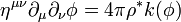 \eta^{\mu\nu}\partial_\mu\partial_\nu\phi=4\pi\rho^*k(\phi)\,