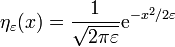 \ eta_ \ varepsilon（X）= \压裂{1} {\开方{2 \ PI \ varepsilon}} \ mathrm {E} ^ {-X ^ 2/2 \ varepsilon}