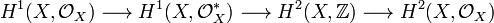 H^1 (X, \matcal O_X) \longrightarow H^1 (X, \matcal O_X^÷) \longrightarow H^2 (X, \matb Z) \longrightarow H^2 (X, \matcal O_X)