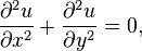 \frac{\part^2 u}{\partial x^2} + \frac{\part^2 u}{\partial y^2}=0,~