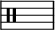 {
\override Staff.TimeSignature #'stencil = ##f
\override Score.SystemStartBar #'collapse-height = #1
\clef percussion  \time 4/4 s2 s2
}