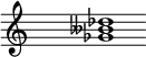 
\relative f'{
\override Staff.TimeSignature #'stencil = ##f
\cadenzaOn s1 <ges heses des> s1 \cadenzaOff
}
