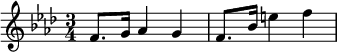 \relative e' { \time 3/4 \key f \minor f8.[g16] aes4 g | f8.[bes16] e4 f | }