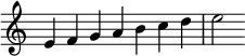  {
\override Score.TimeSignature #'stencil = ##f
\relative c' {
  \clef treble \time 7/4
  e4 f g a b c d e2
} }
