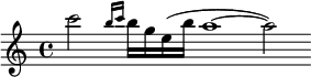  \relative c'''{\set Staff.midiInstrument = #"tremolo strings"\clef treble\cadenzaOn  c2\grace { b16[c] } [b g e (b'] a1~a2) } 