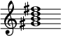 {
  % Rivin lopun pystyviiva ja tahtiosoitus piiloon.
  \override Score.BarLine.break-visibility = ##(#f #t #t)
  \override Staff.TimeSignature #'stencil = ##f
  
  <gis' b' d'' fis''>1
}
