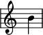 {
\override Staff.TimeSignature #'stencil = ##f
\override Score.SystemStartBar #'collapse-height = #1
\clef treble \time 1/4 b'4
}