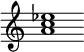 {
  % Rivin lopun pystyviiva ja tahtiosoitus piiloon.
  \override Score.BarLine.break-visibility = ##(#f #t #t)
  \override Staff.TimeSignature #'stencil = ##f
  
  <a' c'' ees''>1
}
