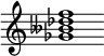 {
  % Rivin lopun pystyviiva ja tahtiosoitus piiloon.
  \override Score.BarLine.break-visibility = ##(#f #t #t)
  \override Staff.TimeSignature #'stencil = ##f
  
  <ges' beses' des'' f''>1
}
