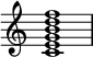  {
\override Score.TimeSignature #'stencil = ##f
\relative c' { 
  \clef treble \time 4/4
  <c e g b d f>1
} }
