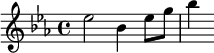 { \time 4/4 \key ees \major \relative e'' { ees2 bes4 ees8 g | bes4 } }