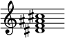 {
  % Rivin lopun pystyviiva ja tahtiosoitus piiloon.
  \override Score.BarLine.break-visibility = ##(#f #t #t)
  \override Staff.TimeSignature #'stencil = ##f
  
  <dis' f' ais' cis''>1
}
