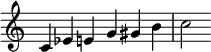  {
\override Score.TimeSignature #'stencil = ##f
\relative c' {\clef treble \time 6/4 c4 ees e g gis b c2} }