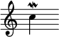 { 
  \override Score.TimeSignature #'stencil = ##f 
  \cadenzaOn 
  c''\mordent s
}