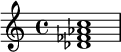  \chordmode { des1:m7+ } 