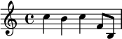 \relative { c''4 b c f,8 b,8 } 