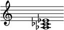 
\relative c'{
\override Staff.TimeSignature #'stencil = ##f
\cadenzaOn s1 <as ces es> s1 \cadenzaOff
}
