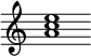 {
  % Rivin lopun pystyviiva ja tahtiosoitus piiloon.
  \override Score.BarLine.break-visibility = ##(#f #t #t)
  \override Staff.TimeSignature #'stencil = ##f
  
  <a' c'' e''>1
}
