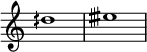  {
\override Score.TimeSignature #'stencil = ##f
\relative c'' { 

 \clef treble \key c \major \time 4/4 \hide Staff.TimeSignature dih1 eisih
} }

