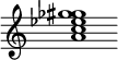 {
  % Rivin lopun pystyviiva ja tahtiosoitus piiloon.
  \override Score.BarLine.break-visibility = ##(#f #t #t)
  \override Staff.TimeSignature #'stencil = ##f
  
  <a' c'' ees'' ges'' gis''>1
}
