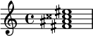  \relative c' {<fis ais cisis eis>1} 