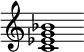 {
  % Rivin lopun pystyviiva ja tahtiosoitus piiloon.
  \override Score.BarLine.break-visibility = ##(#f #t #t)
  \override Staff.TimeSignature #'stencil = ##f
  
  <c' ees' g' bes'>1
}
