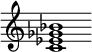 {
  % Rivin lopun pystyviiva ja tahtiosoitus piiloon.
  \override Score.BarLine.break-visibility = ##(#f #t #t)
  \override Staff.TimeSignature #'stencil = ##f
  
  <c' ees' ges' bes'>1
}
