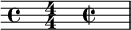 { \override Score.Clef #'stencil = ##f \time 4/4 s4 \once \numericTimeSignature \time 4/4 s4 \time 2/2 s4 s4 }