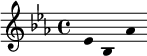  \new Staff \with { \remove „Time_signature_engraver“ } \relative c' { \clef treble \key ees \major \override Stem #'transparent = ##t ees4 bes aes' } 