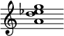 {
  % Rivin lopun pystyviiva ja tahtiosoitus piiloon.
  \override Score.BarLine.break-visibility = ##(#f #t #t)
  \override Staff.TimeSignature #'stencil = ##f
  
  <a' d'' ees'' g''>1
}
