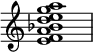  {
\override Score.TimeSignature #'stencil = ##f
\relative c' { 
  \clef treble \time 4/4
  <e f a bes d e g a>1
} }
