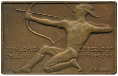 Fájl:Berán Lajos, Magyar Országos Céllövő Szövetség, íjászat, 1928, 64×41 mm.jpeg