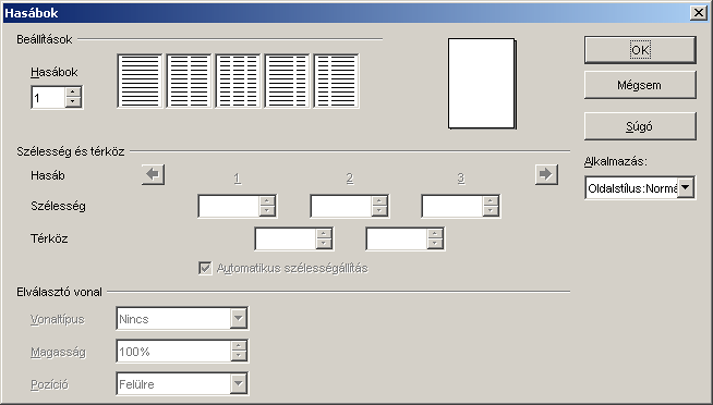 Fájl:OOo2 Writer Hasábok 1 hasáb.png