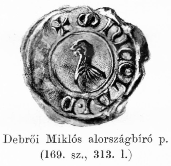 Fájl:Debrői Miklós alországbíró (kb. 1355–1359) pecsétje, 1358.png