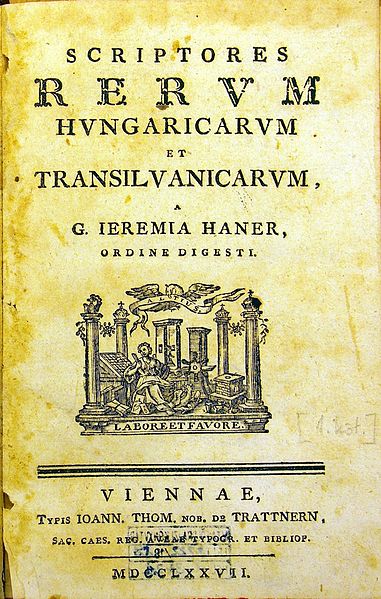 Fájl:Haner György Jeremiás, Scriptores rerum Hungaricarum et Transilvanicarum.jpg