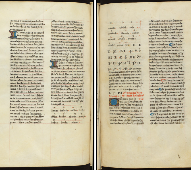 Fájl:Szaracén betűk Mandeville utazásaiból, a 15. sz. 1. fele, Bern, Burgerbibliothek Cod. 125, fol. 133v-134r.png