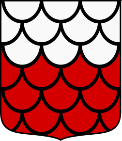 Fájl:Alberghi címer, Papelonné of six rows, three of argent, as many of gules.svg